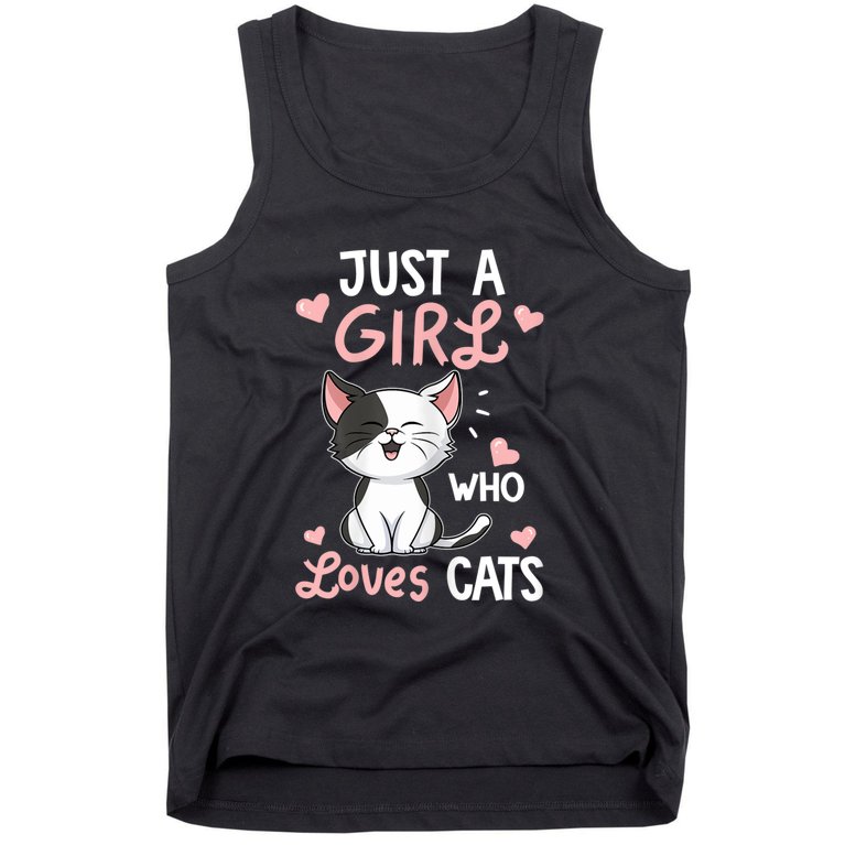 Just A Girl Who Loves Cats Tshirt Cute Cat Lover Tank Top