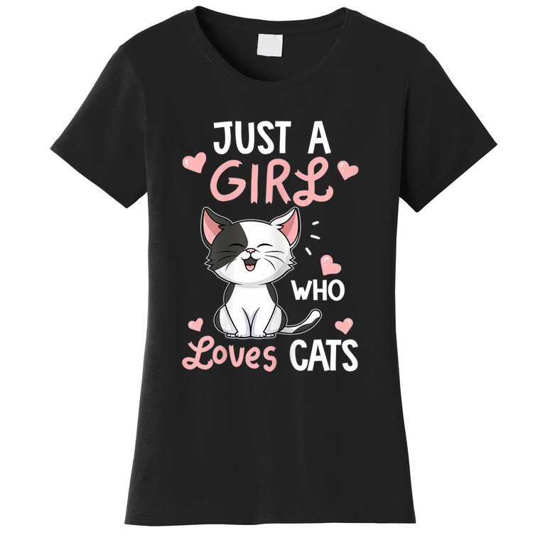 Just A Girl Who Loves Cats Tshirt Cute Cat Lover Women's T-Shirt
