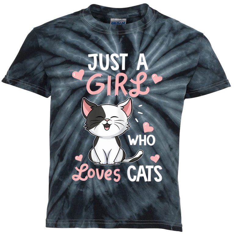 Just A Girl Who Loves Cats Tshirt Cute Cat Lover Kids Tie-Dye T-Shirt