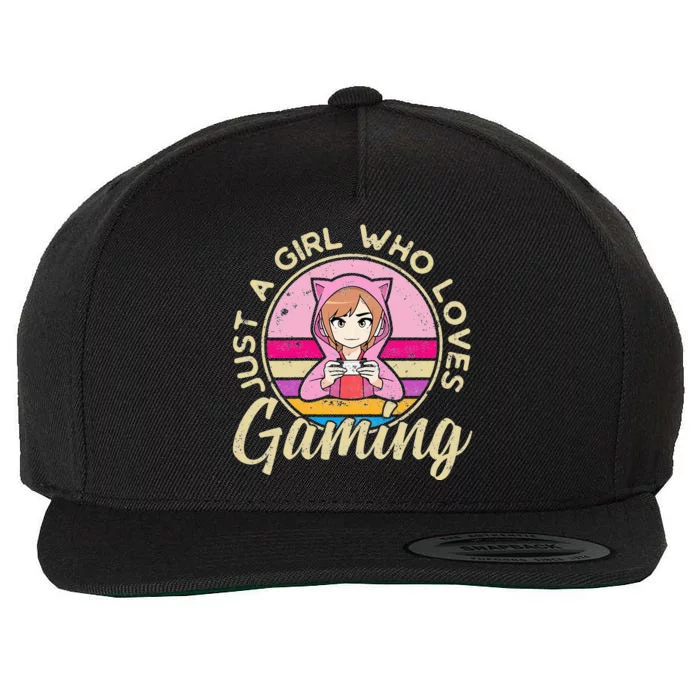 Just A Girl Who Loves Gaming Saying Anime Wool Snapback Cap