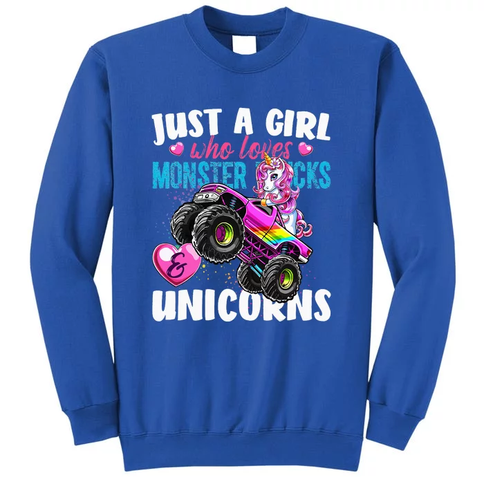 Just A Girl Who Loves Monster Trucks And Unicorns Sweatshirt