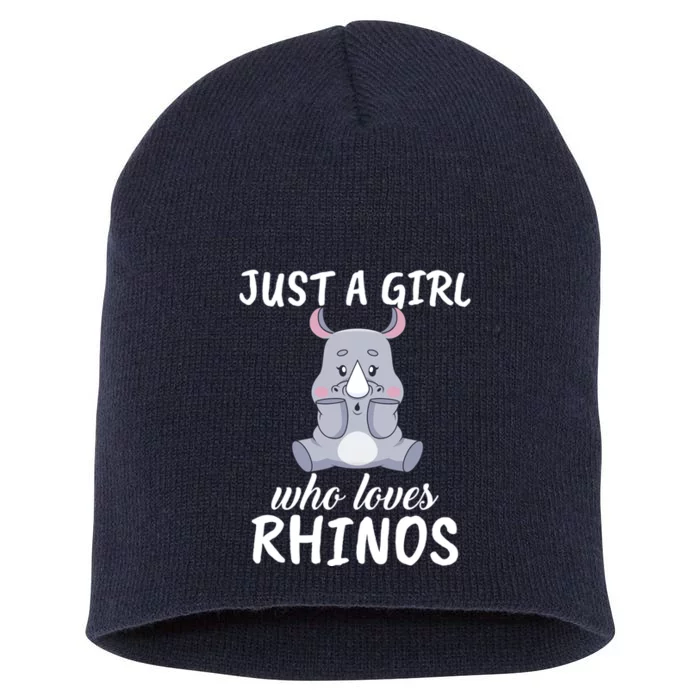 Just A Girl Who Loves Rhinos Clothes Gift Short Acrylic Beanie