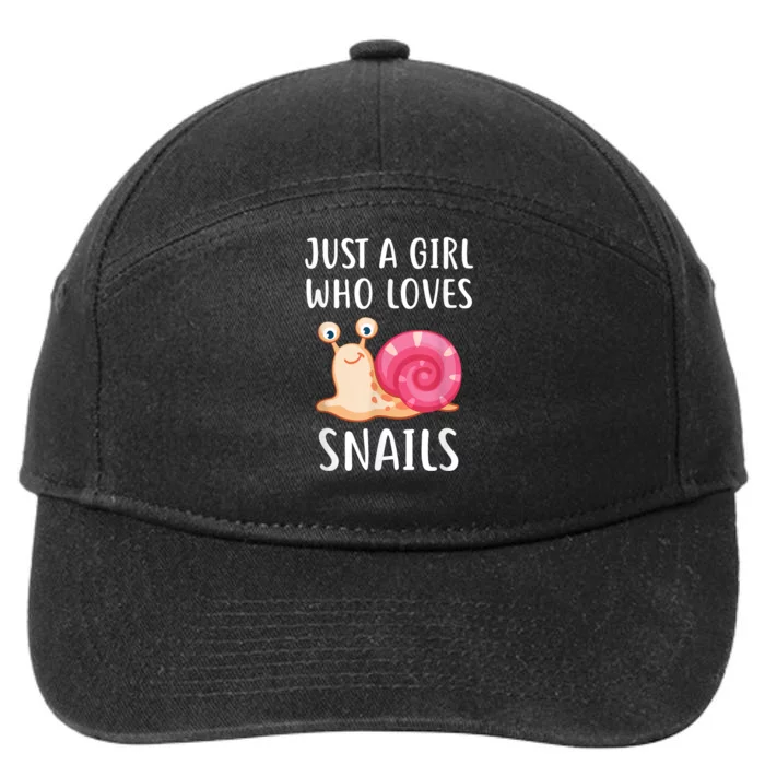 Just A Girl Who Loves Snails Cute Snail Girl 7-Panel Snapback Hat