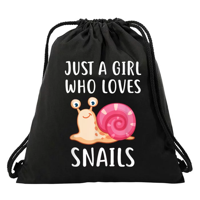 Just A Girl Who Loves Snails Cute Snail Girl Drawstring Bag