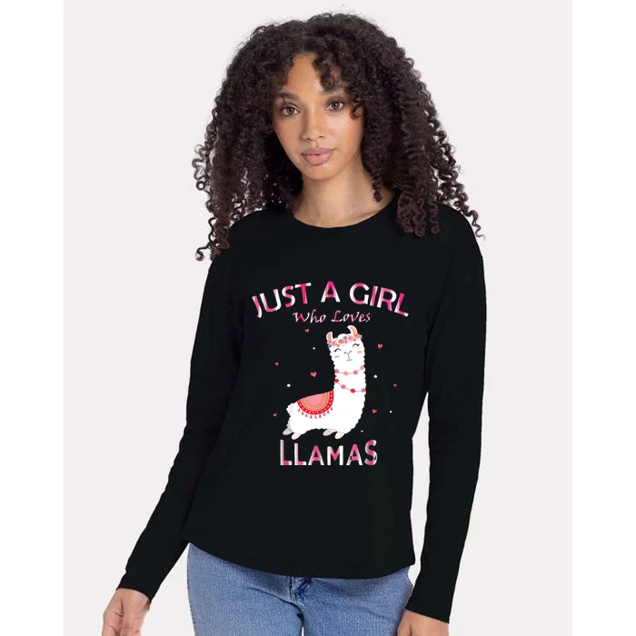 Just A Girl Who Loves Llamas Gift For Llama Gift Tee Womens Cotton Relaxed Long Sleeve T-Shirt