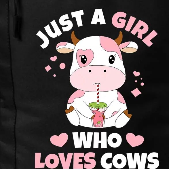 Just A Girl Who Loves Cows Cute Strawberry Cow Cowgirl Print Daily Commute Backpack