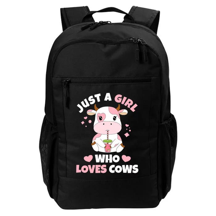 Just A Girl Who Loves Cows Cute Strawberry Cow Cowgirl Print Daily Commute Backpack