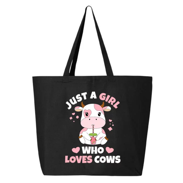 Just A Girl Who Loves Cows Cute Strawberry Cow Cowgirl Print 25L Jumbo Tote