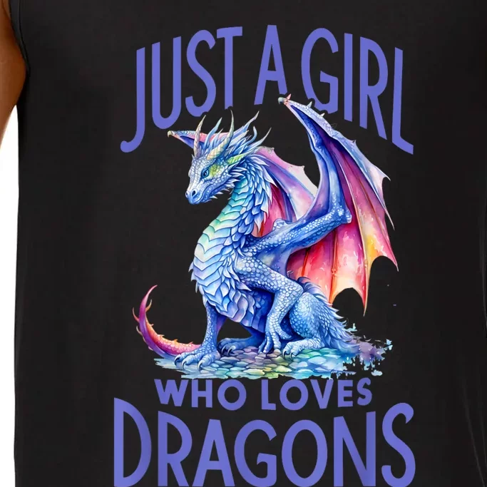 Just A Girl Who Loves Dragons Women Girl Blue Dragon Comfort Colors® Tank Top