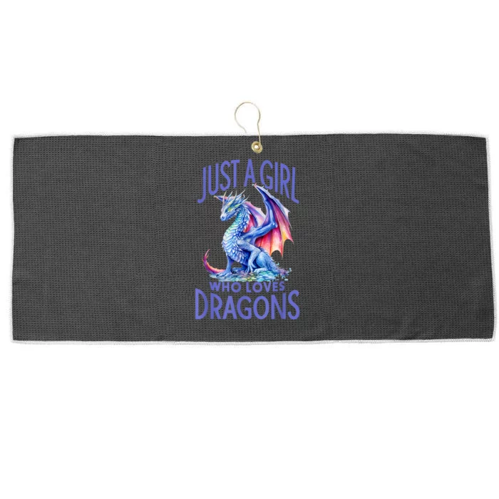 Just A Girl Who Loves Dragons Women Girl Blue Dragon Large Microfiber Waffle Golf Towel