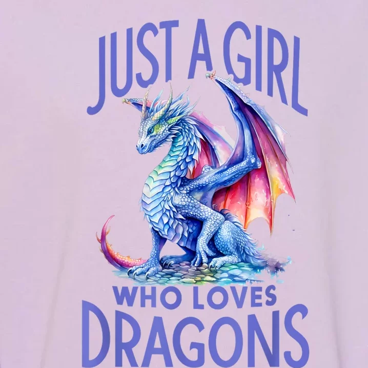 Just A Girl Who Loves Dragons Women Girl Blue Dragon Garment-Dyed Sweatshirt