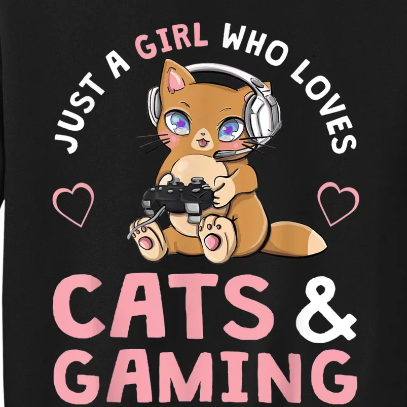 Just A Girl Who Loves Cats And Gaming Cute Gamer Cat Sweatshirt