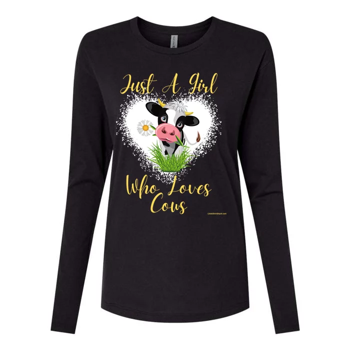 Just A Girl Who Loves Cows Meaningful Gift Womens Cotton Relaxed Long Sleeve T-Shirt