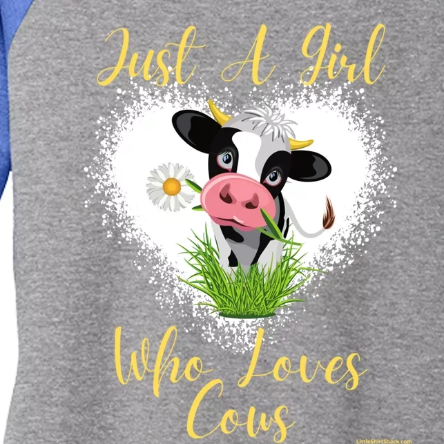 Just A Girl Who Loves Cows Meaningful Gift Women's Tri-Blend 3/4-Sleeve Raglan Shirt