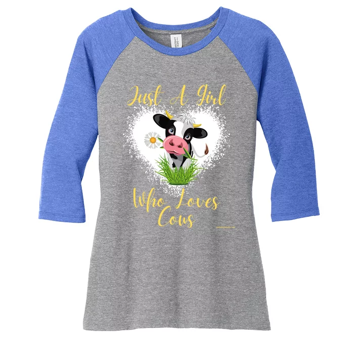 Just A Girl Who Loves Cows Meaningful Gift Women's Tri-Blend 3/4-Sleeve Raglan Shirt