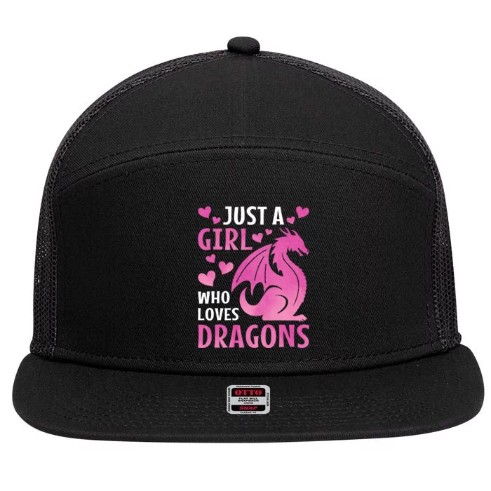 Just A Girl Who Loves Dragons 7 Panel Mesh Trucker Snapback Hat