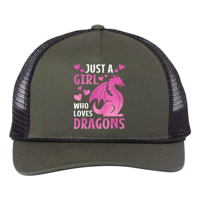 Just A Girl Who Loves Dragons Retro Rope Trucker Hat Cap