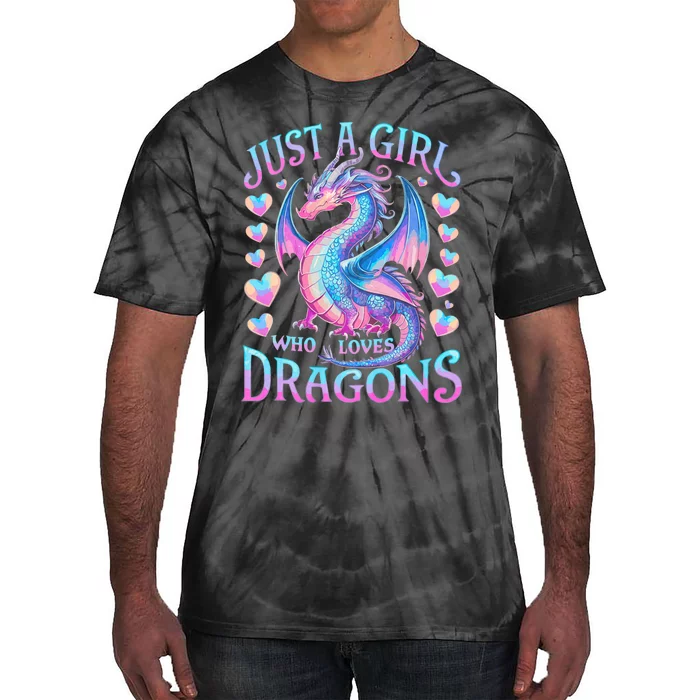 Just A Girl Who Loves Dragons Cute Dragon Tie-Dye T-Shirt