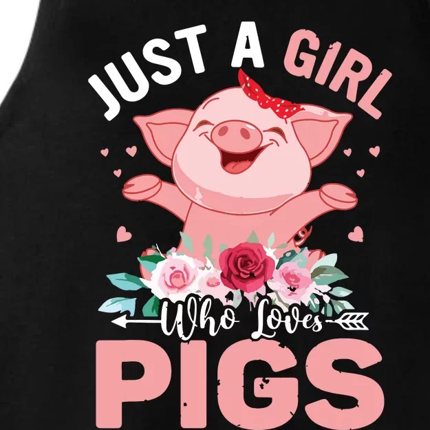 Just A Girl Who Loves Pigs Ladies Tri-Blend Wicking Tank