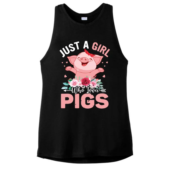 Just A Girl Who Loves Pigs Ladies Tri-Blend Wicking Tank