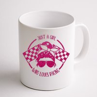 Just A Girl Who Loves Racing Race Day Checkered Flags Gift Coffee Mug