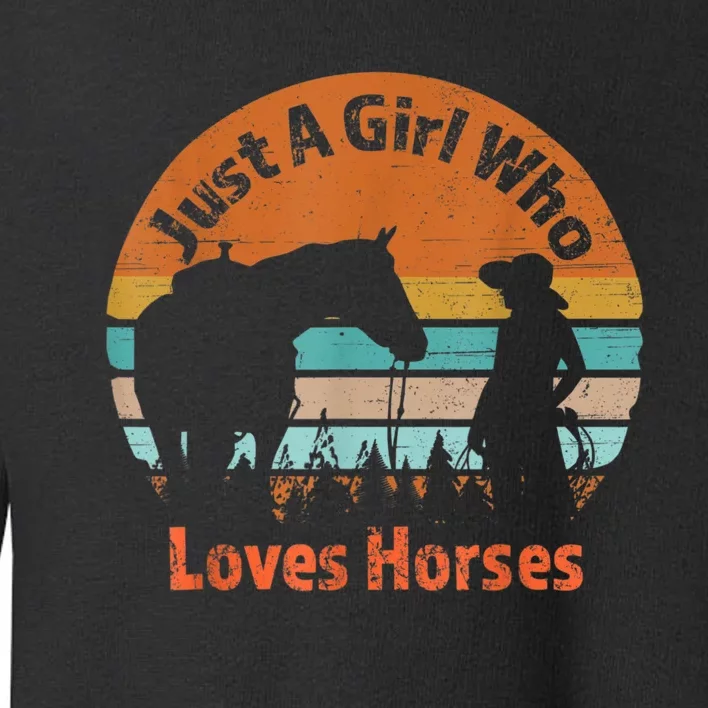 Just A Girl Who Loves Her Horse Retro Sunset Silhouette Gift Toddler Sweatshirt