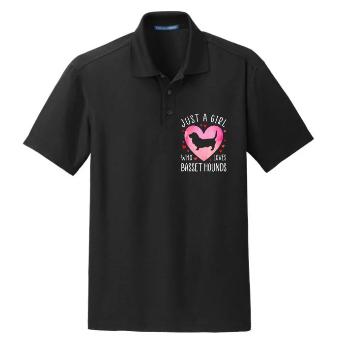 Just a Girl Who Loves Basset Hounds Dog Mama Dry Zone Grid Performance Polo