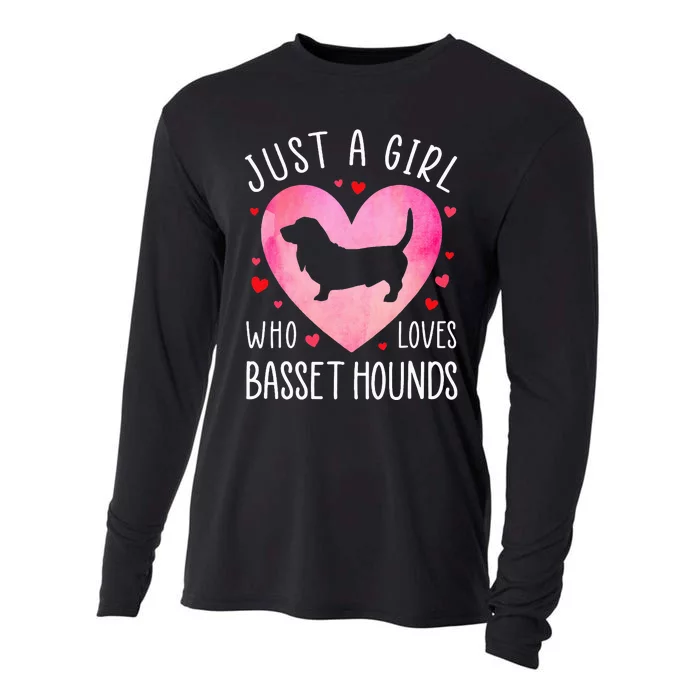 Just a Girl Who Loves Basset Hounds Dog Mama Cooling Performance Long Sleeve Crew