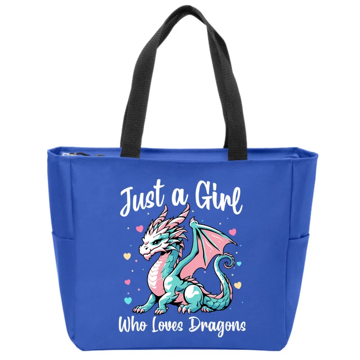 Just A Girl Who Loves Dragons Cute Dragon Pastel Color Zip Tote Bag