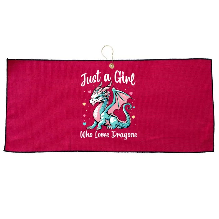 Just A Girl Who Loves Dragons Cute Dragon Pastel Color Large Microfiber Waffle Golf Towel