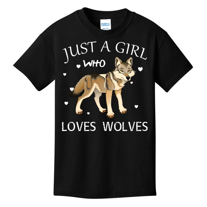 Just A Girl Who Loves Wolves Kids T-Shirt