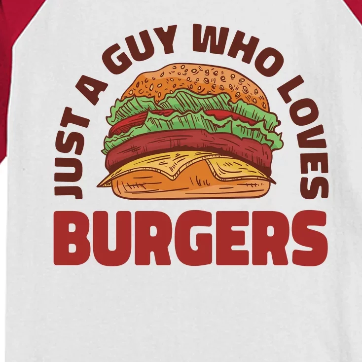 Just A Guy Who Loves Burgers Kids Colorblock Raglan Jersey