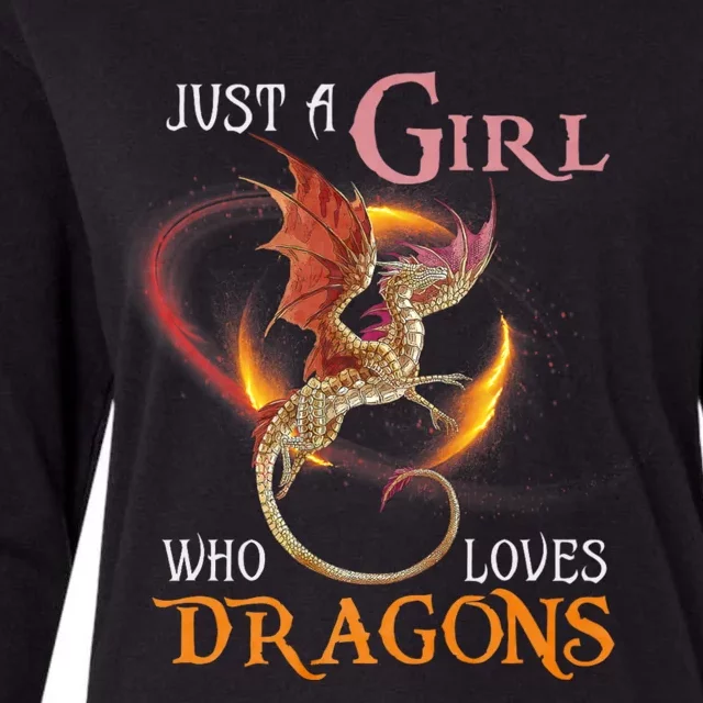 Just A Girl Who Loves Dragons Womens Cotton Relaxed Long Sleeve T-Shirt