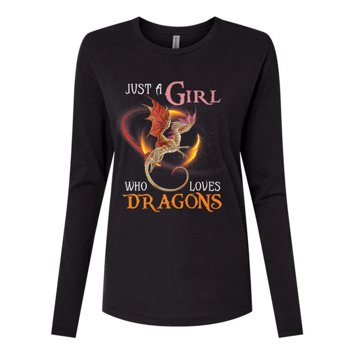 Just A Girl Who Loves Dragons Womens Cotton Relaxed Long Sleeve T-Shirt