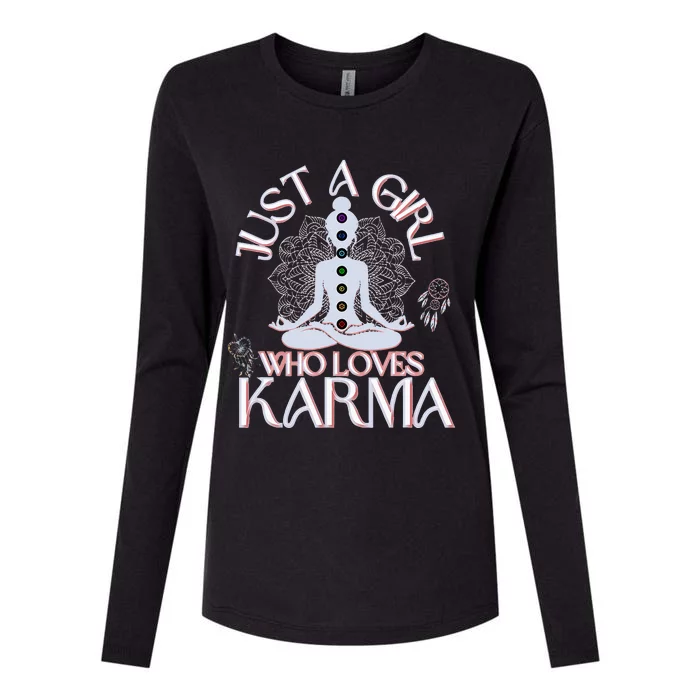 Just A Girl Who Loves Karma Peace Divine Feminine Novelties Womens Cotton Relaxed Long Sleeve T-Shirt