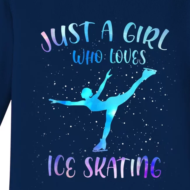 Just A Girl Who Loves Ice Skating Figure Skate Skater Baby Long Sleeve Bodysuit