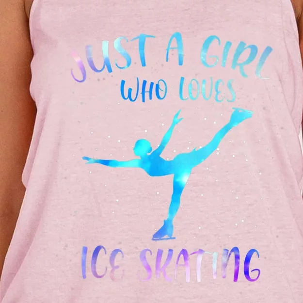 Just A Girl Who Loves Ice Skating Figure Skate Skater Women's Knotted Racerback Tank