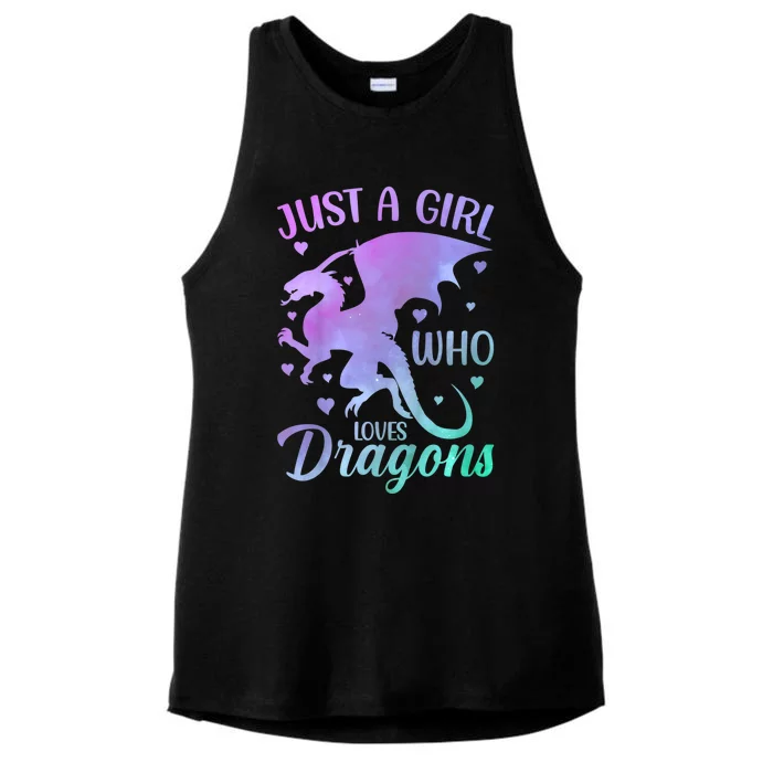 Just A Girl Who Loves Dragons Ladies Tri-Blend Wicking Tank