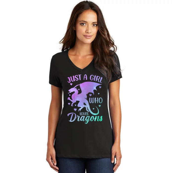 Just A Girl Who Loves Dragons Women's V-Neck T-Shirt