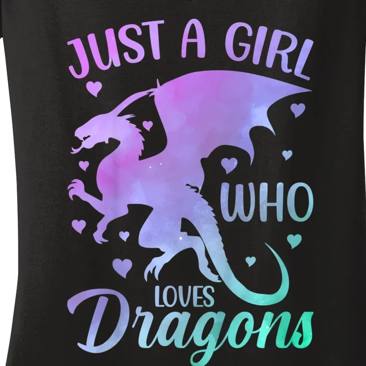 Just A Girl Who Loves Dragons Women's V-Neck T-Shirt