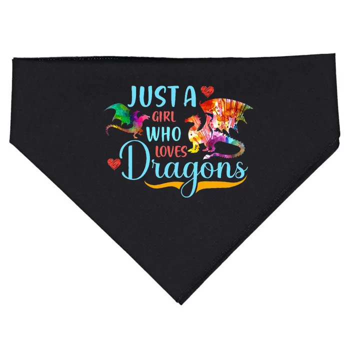 Just A Girl Who Loves Dragons Women Girl Colorful Dragon USA-Made Doggie Bandana