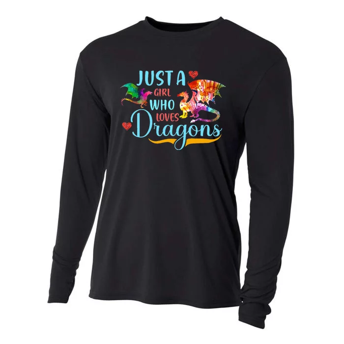 Just A Girl Who Loves Dragons Women Girl Colorful Dragon Cooling Performance Long Sleeve Crew