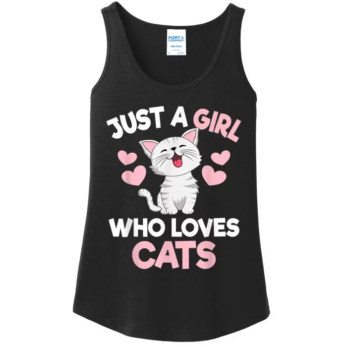 Just A Girl Who Loves Cats Cat Lover Cute Cat Kitty Ladies Essential Tank