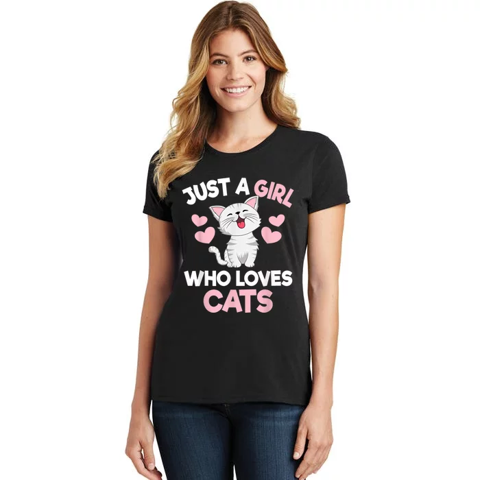 Just A Girl Who Loves Cats Cat Lover Cute Cat Kitty Women's T-Shirt