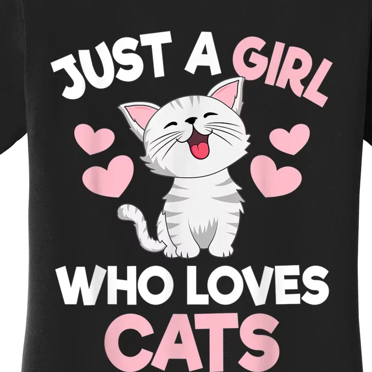 Just A Girl Who Loves Cats Cat Lover Cute Cat Kitty Women's T-Shirt