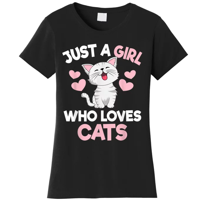 Just A Girl Who Loves Cats Cat Lover Cute Cat Kitty Women's T-Shirt