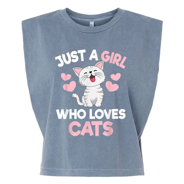 Just A Girl Who Loves Cats Cat Lover Cute Cat Kitty Garment-Dyed Women's Muscle Tee