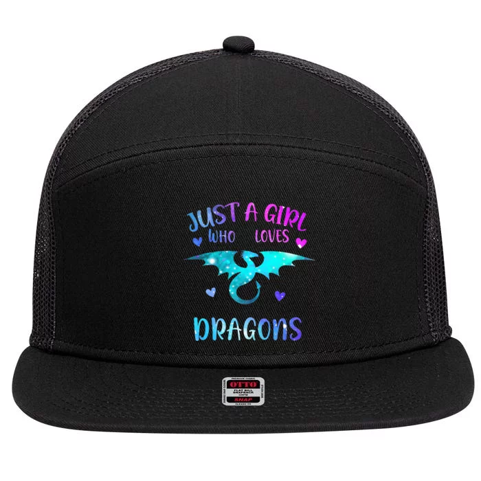 Just A Girl Who Loves Dragons 7 Panel Mesh Trucker Snapback Hat