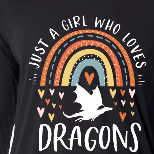 Just A Girl Who Loves Dragons Rainbow Gifts For Dragon Lover Cooling Performance Long Sleeve Crew