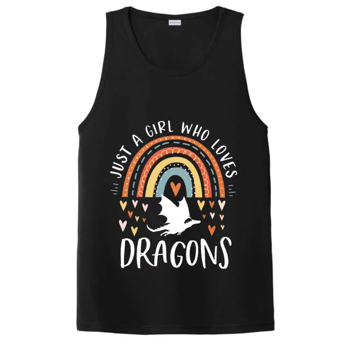 Just A Girl Who Loves Dragons Rainbow Gifts For Dragon Lover Performance Tank